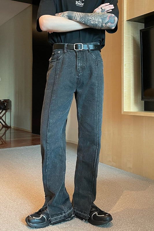 Pantalones Vaqueros Rectos con Abertura Lateral - Estilo Vintage Oversize Tide Brand - Image 2