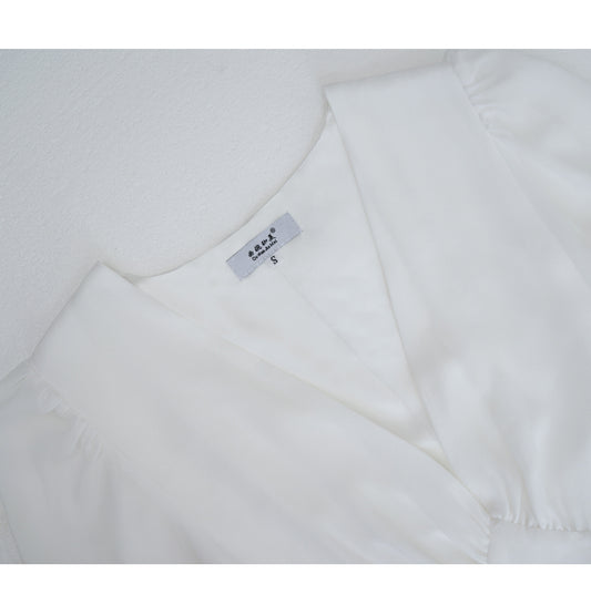 Vestido Blanco Slim Estilo Corte Francés Retro - Image 2