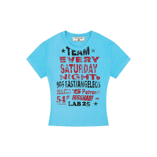 Playera Retro Casual con Estampado de Letras para Mujer - Image 2