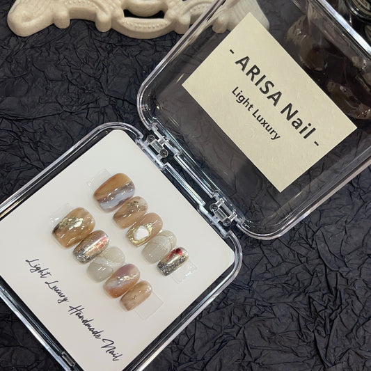 Puntas de Uñas Artesanales Luxury Maillard - Diseño Premium Hecho a Mano - Image 2