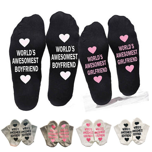 Calcetines Unisex de Algodón con Letras Divertidas - Regalo Perfecto para Parejas - Image 2