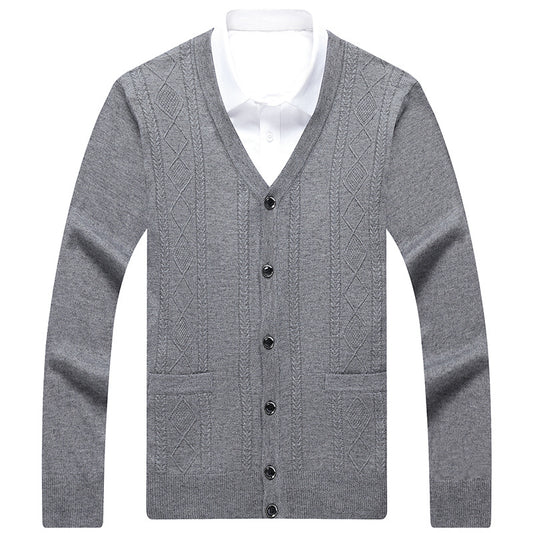 Cardigan de Lana Merino con Cuello V - Suéter Tejido Clásico para Hombre - Image 2