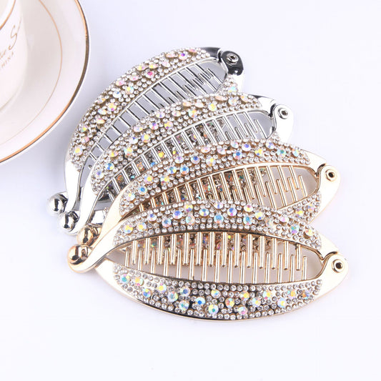 Clip para Cabello Pez Plátano con Diamantes y Baño de Oro - Image 2