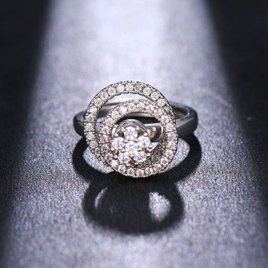 Anillo de Plata Esterlina para Mujer con Doble Círculo Giratorio - Image 2