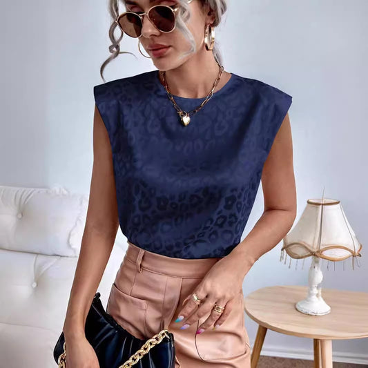 Blusa Satinada Suelta de Manga Corta para Mujer - Image 2