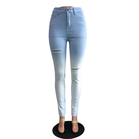 Jeans Rotos Degradado Azul y Blanco - Image 2