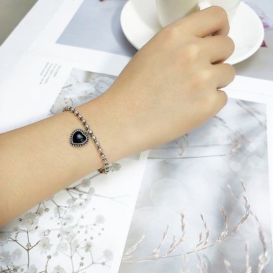Pulsera de Corazón Ágata Melocotón y Collar de Amor Minimalista - Image 2
