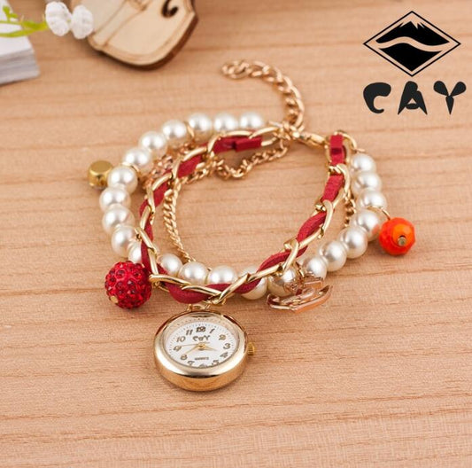 Reloj Pulsera Dama Perla y Ancla - Diseño Circular Elegante - Image 2