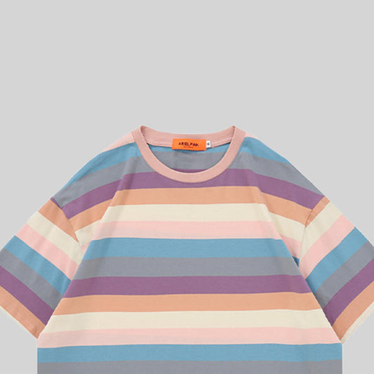 Camiseta Suelta de Rayas para Mujer - Manga Corta Verano - Image 2
