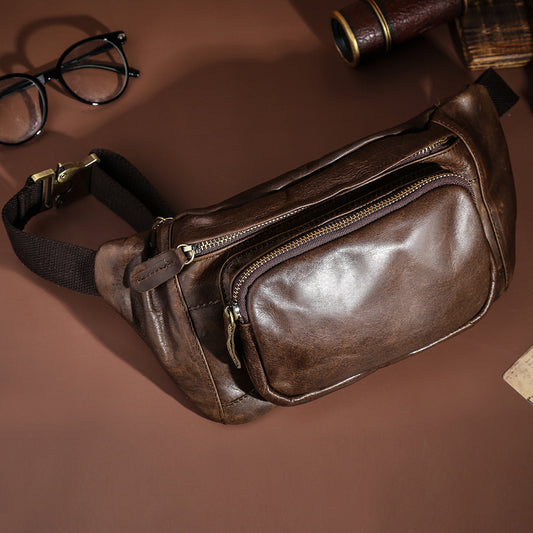 Bolsa Pecho Cuero Genuino Estilo Retro para Hombre - Image 2
