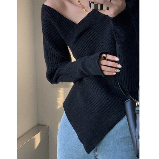 Suéter Mujer Cuello V Cruzado Bajo Irregular - Image 2