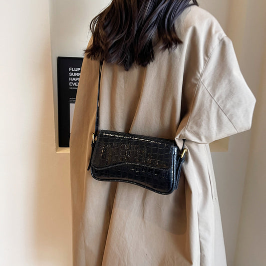 Bolso de Hombro Mujer Cuero PU Patrón Piedra con Hebilla Metálica - Image 2