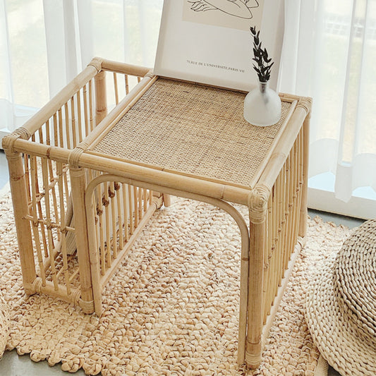 Mesa de Té Cuadrada Estilo Japonés con Almacenamiento Tatami - Image 2