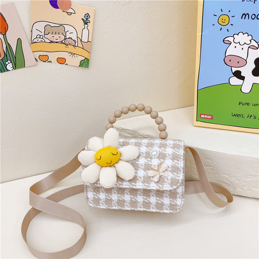 Bolso Crossbody Cuadros Marrones con Detalle Pearl - Image 2