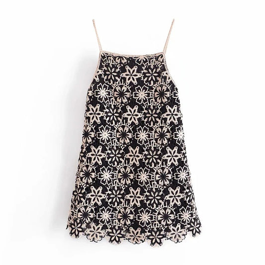 Vestido Mini Crochet con Tirantes Ajustado - Estilo Verano - Image 2