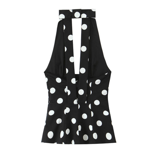 Blusa Elegante con Lunares y Escote Halter - Image 2