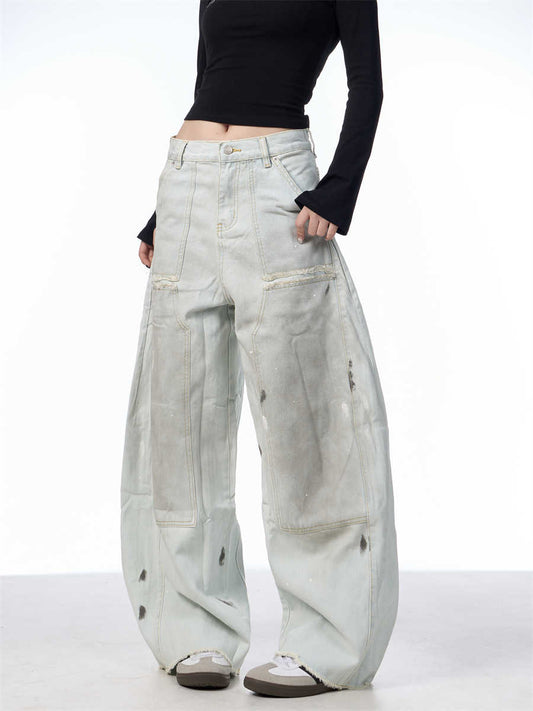 Pantalones Vaqueros Retro Sueltos Desgastados con Efecto Vintage - Image 2