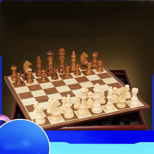 Juego de Ajedrez Infantil Yusheng en Madera Maciza Premium - Piezas Negras y Blancas - Image 2