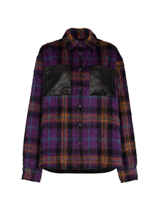 Abrigo de Lana a Cuadros Púrpura - Estilo Camisa Elegante - Image 2