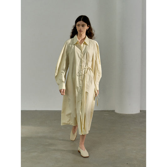 Vestido Camisero de Algodón con Mangas Curvas y Cintura Ajustada - Image 2