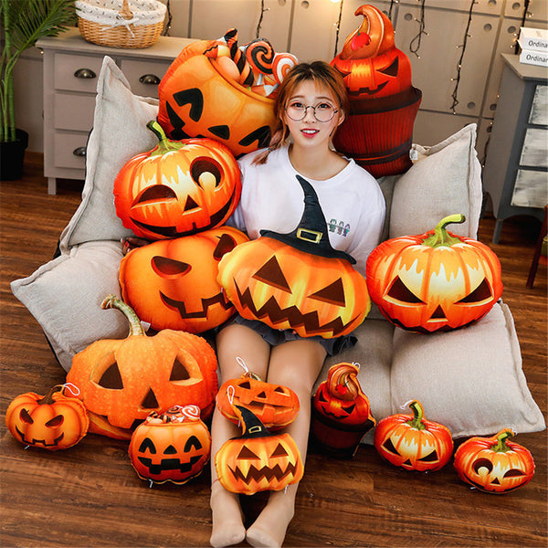 Almohada Decorativa Divertida con Diseño de Calabaza