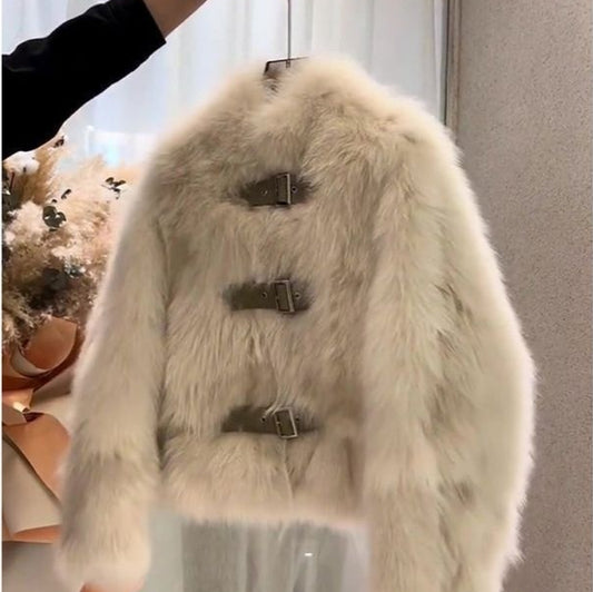 Abrigo de Piel Corto para Mujer con Cuello de Pie - Moda Contemporánea - Image 2