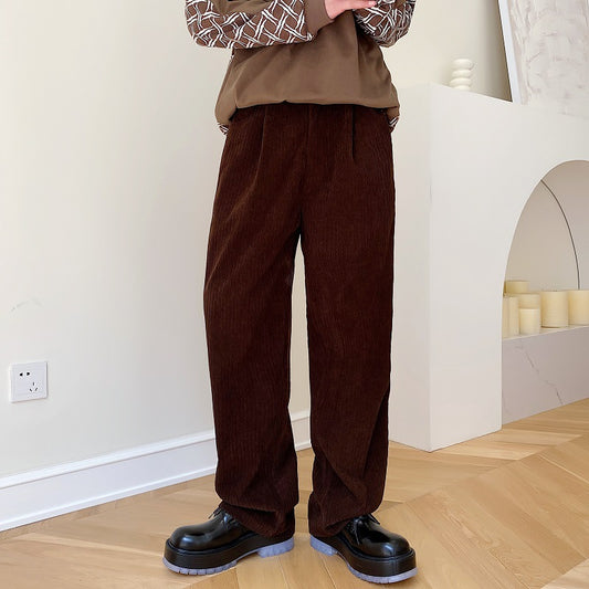 Pantalones de Pana Vintage Cintura Alta para Hombre - Corte Recto Amplio - Image 2