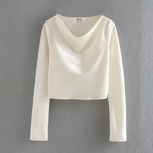 Conjunto Casual: Blusa Manga Larga + Falda de Satén - Image 2