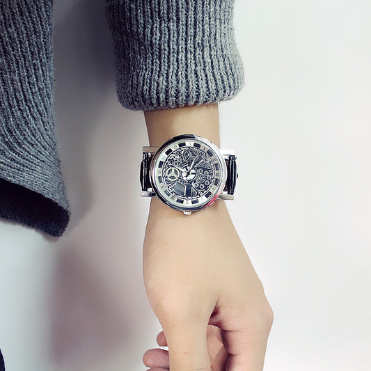 Reloj de Pareja Coreano Mecánico Hueco Resistente al Agua con Correa Doble - Image 2