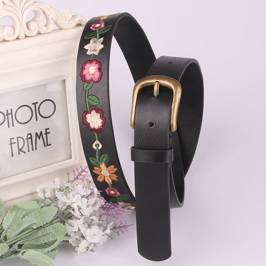 Cinturón Vintage para Mujer con Bordado Floral - Image 2