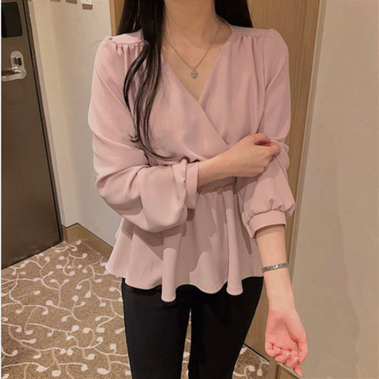 Blusa Clásica de Manga Larga Unicolor - Image 2