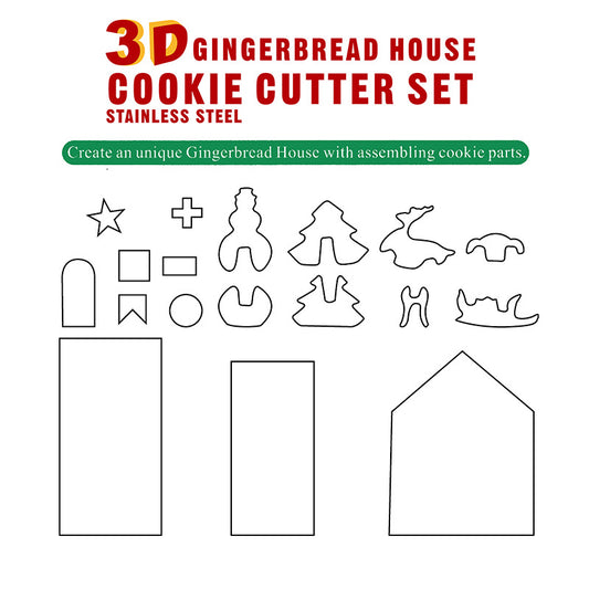 Set de 8 Cortadores de Galletas Navideñas - 18 Piezas Acero Inoxidable Casa de Jengibre - Image 2