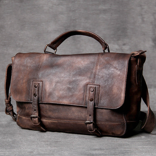 Bolsa Mensajero de Cuero Vacuno Envejecido - Estilo Retro Vintage - Image 2