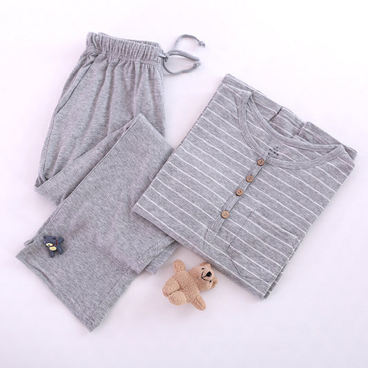 Pijamas a Juego para Parejas con Rayas Tejidas - Image 2