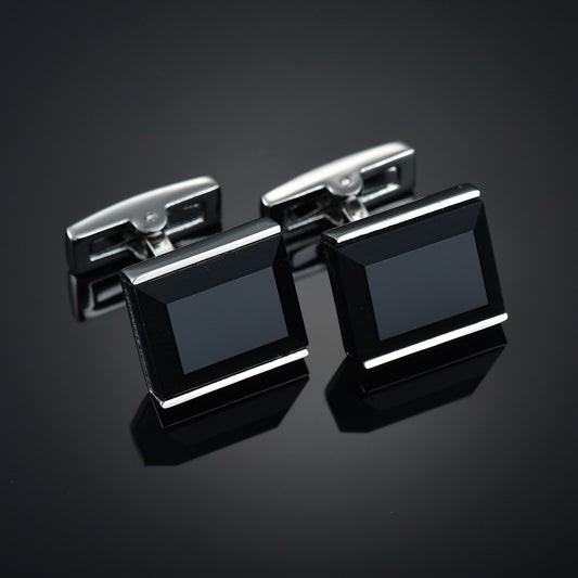 Gemelos de Camisa Francés Cuadriculado con Cristales de Diamante para Hombre - Image 2