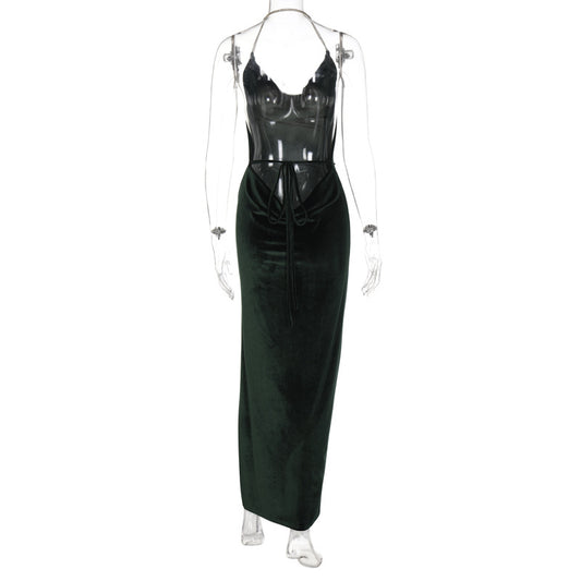 Vestido Elegante Escote V con Encaje y Abertura Lateral - Image 2