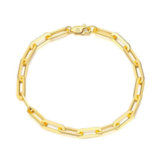Pulsera Cadena Cuadrada Estilo Paperclip Chapada en Oro 14K - Diseño Ins Personalidad - Image 2