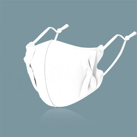 Light blue ice silk face mask with decorative bows on the sides and adjustable ear loops, shown on a white background. - Image 2