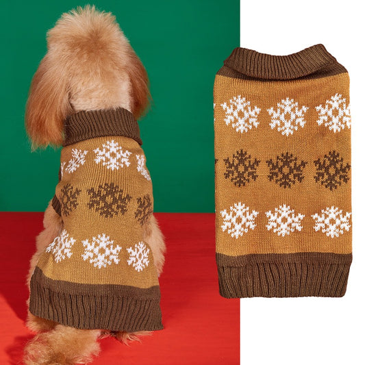 Suéter Navideño para Perros Copo de Nieve Gris Marrón Otoño Invierno - Image 2