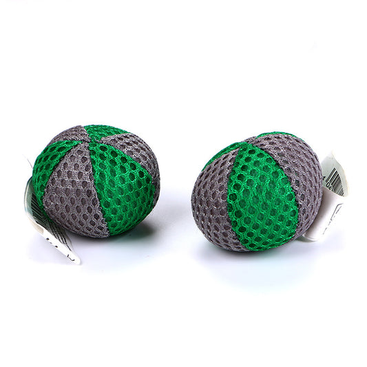 Four mesh catnip toy balls, two red and gray, two green and gray, with visible product tags. - Image 2