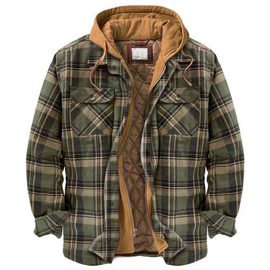 Chaqueta Casual con Capucha y Estampado de Cuadros para Hombre - Image 2