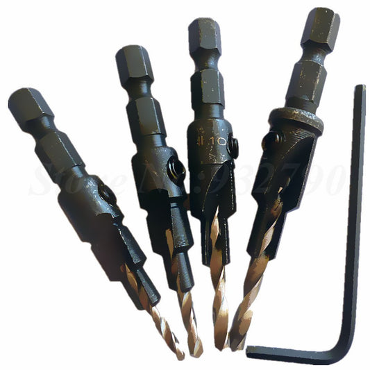 Set 4 Brocas Escariadores HSS 1/4" con Vástago Hexagonal Rápido Cambio - Image 2