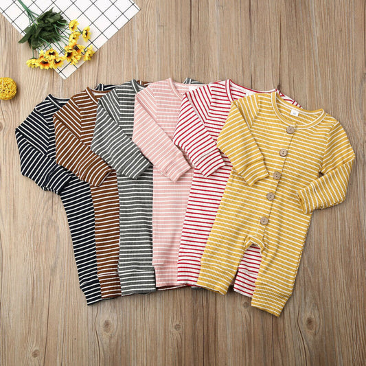 Mameluco Tejido a Rayas para Recién Nacido - Ropa Cálida y Cómoda - Image 2