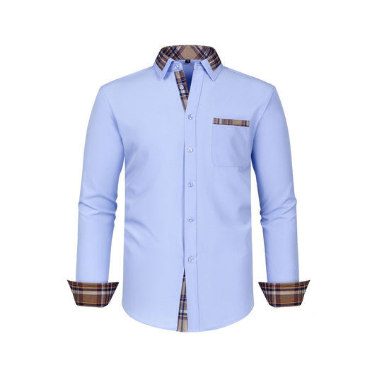 Camisa Manga Larga Hombre con Cuello Floral Patchwork - Image 2