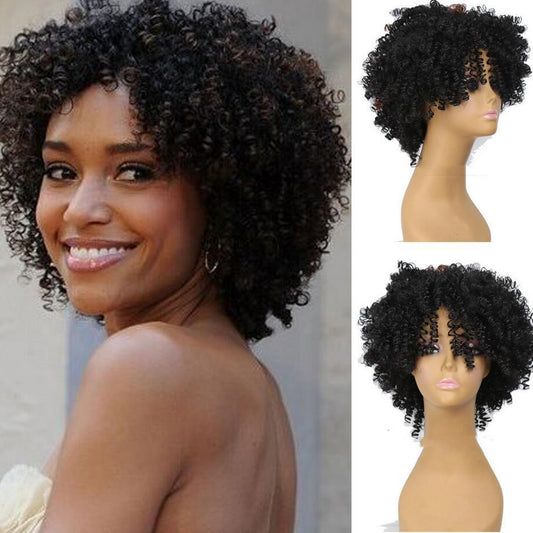 Peluca de Cabello Corto Rizado Negro - Image 2