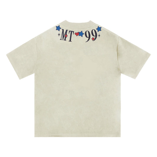 Camiseta Cuello Redondo con Letras Bordadas para Hombre - Image 2