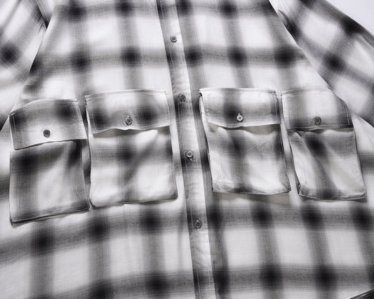 Camisa Cuadros Blanco y Negro Hombre Suelta - Estilo Casual Versátil - Image 2