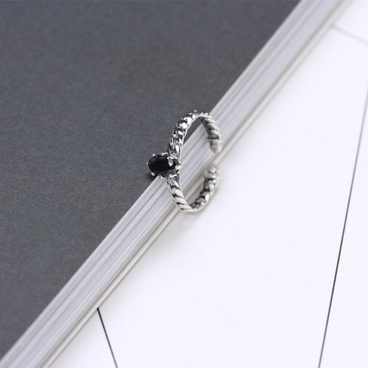 Anillo Vintage Huevo Circón Negro - Image 2