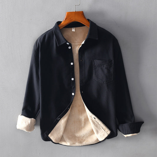 Chaqueta Camisa Térmica Casual para Hombre con Forro de Terciopelo - Image 2