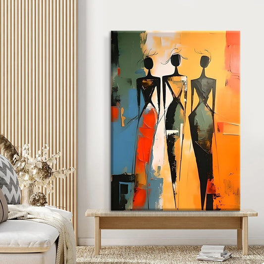 Cuadro Abstracto Mujer Africana Negra - Pintura al Óleo Artesanal Étnica para Decoración - Image 2